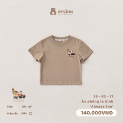EMBES - Áo phông in hình Always fun - 26-K2-17 - Nâu - 18-24M - SS26.T4B