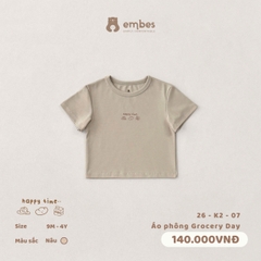 EMBES - Áo phông Grocery day - 26-K2-07 - Nâu - 9-12M - SS26.T4B