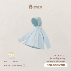 EMBES - Áo chống nắng thông hơi embes - 26-K2-02 - Xanh dương - 3-4Y - SS26.T4D