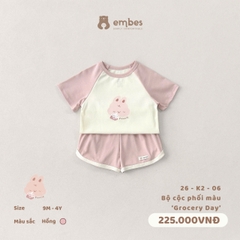 EMBES - Bộ cộc phối màu Grocery day - 26-K2-06 - Hồng - 9-12M - SS26.T4D