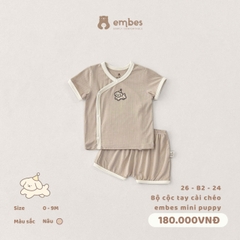EMBES - Bộ cộc tay cài chéo embes mini puppy - 26-B2-24 - Nâu - 0-3M - SS26.T4D