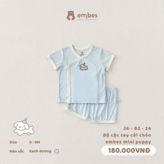 EMBES - Bộ cộc tay cài chéo embes mini puppy - 26-B2-24 - Xanh dương - 6-9m - SS26.T4D