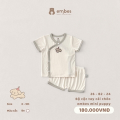 EMBES - Bộ cộc tay cài chéo embes mini puppy - 26-B2-24 - Be - 3-6M - SS26.T4D