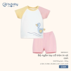 BU - Bộ ngắn tay cổ tròn in vịt con - SBB1304VC - Trắng kem - Hồng - 6-12M - SS26.T4C