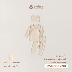 EMBES - Bộ newborn kèm mũ embes gummy - 26-B2-01 - Be - Newborn - SS26.T5A