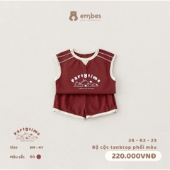 EMBES - Bộ cộc tanktop phối màu - 26-K2-23 - Đỏ - 12-18M - SS26.T5A