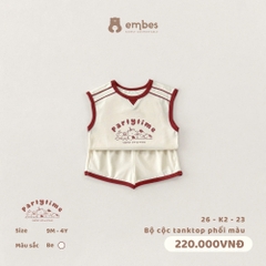 EMBES - Bộ cộc tanktop phối màu - 26-K2-23 - Be - 3-4Y - SS26.T5A