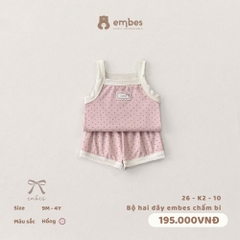 EMBES - Bộ hai dây embes chấm bi - 26-K2-10 - Hồng - 12-18M - SS26.T5A
