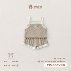 EMBES - Bộ hai dây embes chấm bi - 26-K2-10 - Nâu - 2-3Y - SS26.T5A