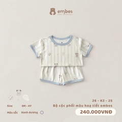 EMBES - Bộ cộc phối màu hoạ tiết embes - 26-K2-25 - Xanh Dương - 2-3Y - SS26.T5A