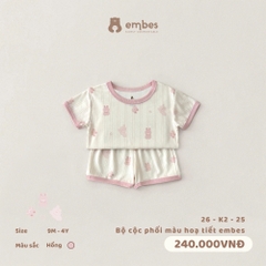 EMBES - Bộ cộc phối màu hoạ tiết embes - 26-K2-25 - Hồng - 9-12M - SS26.T5A