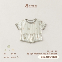 EMBES - Bộ cộc phối màu hoạ tiết embes - 26-K2-25 - Xanh lá - 2-3Y - SS26.T5A