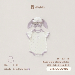 EMBES - Body chip chấm bi kèm mũ embes tiny bun - 26-B2-12 - Be tím - 3-6M - SS26.T5A