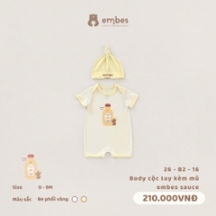 EMBES - Body cộc tay kèm mũ embes sauce - 26-B2-16 - Be vàng - 6-9m - SS26.T5B