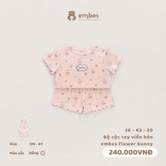 EMBES - Bộ cộc tay viền bèo embes flower bunny - 26-K2-20 - Hồng - 3-4Y - SS26.T5B