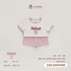 EMBES - Bộ cộc phối màu hoạ tiết Besties - 26-K2-36 - Hồng - 2-3Y - SS26.T5B