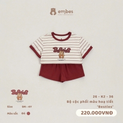 EMBES - Bộ cộc phối màu hoạ tiết Besties - 26-K2-36 - Đỏ - 3-4Y - SS26.T5B