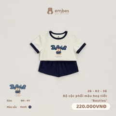 EMBES - Bộ cộc phối màu hoạ tiết Besties - 26-K2-36 - Xanh - 2-3Y - SS26.T5B