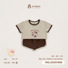 EMBES - Bộ cộc embes vacation - 26-K3-10 - Nâu - 9-12M - SS26.T5B