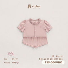 EMBES - Bộ ngủ bé gái viền bèo - 26-K3-12 - Hồng - 2-3Y - SS26.T5C