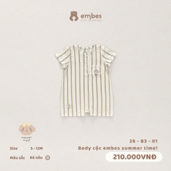 EMBES - Body cộc embes summer time - 26-B3-01 - Kẻ nâu - 3-6M - SS26.T5C