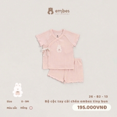 EMBES - Bộ cộc tay cài chéo embes tiny bun - 26-B2-13 - Hồng - 6-9M - SS26.T5C