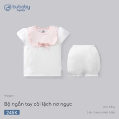 BU - Bộ ngắn tay cài lệch Nơ ngực - KVS130711 - Trắng - 6-9M - SS26.T5B