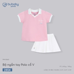BU - Bộ ngắn tay Polo cổ V - PPN130601 - Hồng - Trắng - 6-12M - SS26.T5B