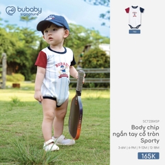 BU - Body chip ngắn tay cổ tròn Sporty - SCT2304SP - Trắng kẻ xanh - 3-6M - SS26.T5B