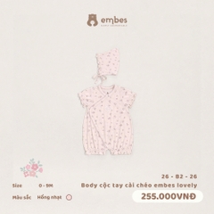 EMBES - Body cộc tay cài chéo embes lovely - 26-B2-26 - Hồng Nhạt - 0-3M - SS26.T6A