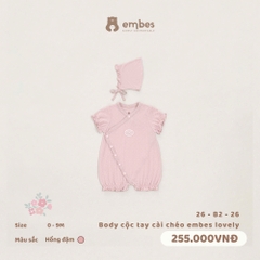 EMBES - Body cộc tay cài chéo embes lovely - 26-B2-26 - Hồng Đậm - 3-6M - SS26.T6A