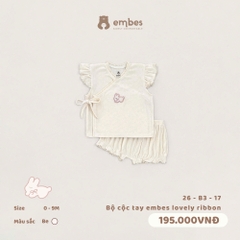 EMBES - Bộ cộc tay embes lovely ribbon - 26-B3-17 - Be - 0-3M - SS26.T6A
