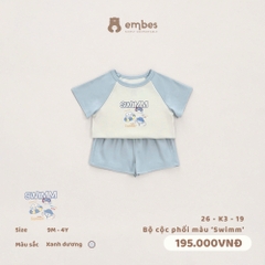 EMBES - Bộ cộc phối màu Swimm - 26-K3-19 - Xanh Dương - 12-18M  -SS26.T6A
