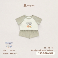 EMBES - Bộ cộc phối màu Swimm - 26-K3-19 - Xanh Lá - 18-24M  -SS26.T6A