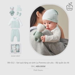 LP - Set quà tặng sơ sinh La Pomme cún yêu (Bộ quần áo rời) - Xanh mint - 0-3M - SS26.T6A