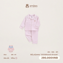 EMBES - Bộ pijama Childhood dream  - 26-K4-01 - hồng - 18-24M - SS26.T6A