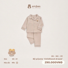 EMBES - Bộ pijama Childhood dream  - 26-K4-01 - nâu - 2-3Y - SS26.T6A
