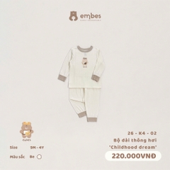 EMBES - Bộ dài thông hơi Childhood dream  - 26-K4-02 - be - 9-12M - SS26.T6A