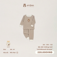 EMBES - Bộ dài thông hơi Childhood dream  - 26-K4-02 - nâu nhạt - 12-18M - SS26.T6A