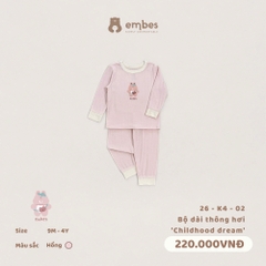 EMBES - Bộ dài thông hơi Childhood dream  - 26-K4-02 - hồng - 18-24M - SS26.T6A