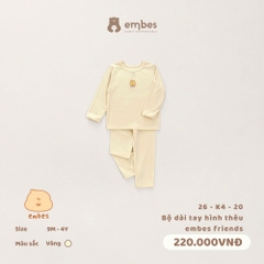 EMBES - Bộ dài tay hình thêu embes friends  - 26-K4-20 - vàng - 12-18M - SS26.T6A
