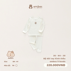 EMBES - Bộ dài tay hình thêu embes friends  - 26-K4-20 - be - 18-24M - SS26.T6A