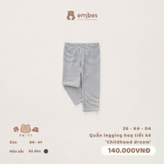 EMBES - Quần legging hoạ tiết kẻ Childhood dream  - 26-K4-04 - kẻ đen - 3-4Y - SS26.T6A
