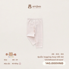 EMBES - Quần legging hoạ tiết kẻ Childhood dream  - 26-K4-04 - kẻ hồng - 2-3Y - SS26.T6A