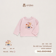 EMBES - Áo dài tay Childhood with embes  - 26-K4-03 - hồng - 3-4Y - SS26.T6A