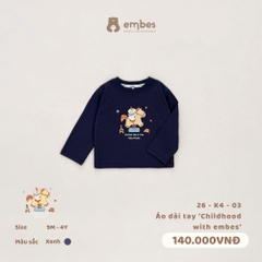 EMBES - Áo dài tay Childhood with embes  - 26-K4-03 - xanh - 3-4Y - SS26.T6A