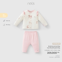 NOUS - Bộ dài tay áo be hồng họa tiết phối quần hồng - Newborn - SS26.T6A