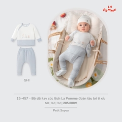 LP - Bộ dài tay cúc lệch La Pomme đoàn tàu bé tí xíu - Ghi - 3-6M - SS26.T7A