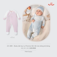 LP - Body dài tay La Pomme liền tất cừu bông bé bỏng - Hồng - 0-3M - SS26.T7A