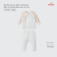 LP - Bộ dài tay cúc lệch La Pomme giấc mơ bồng bềnh của voi con - Trắng - Newborn - SS26.T7A